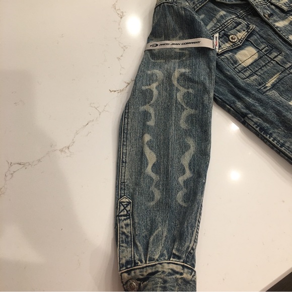 Vintage 2000 Paco Jeans Med Wash Mixed Distressed Denim Jacket Mens Size Small. - Picture 4 of 11